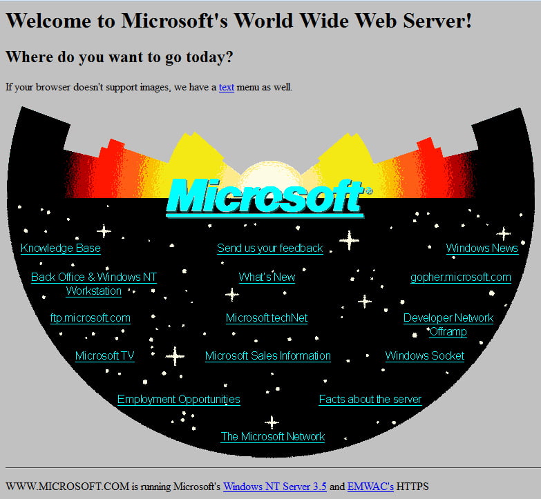 Έχετε δει το website της Microsoft του 1994;